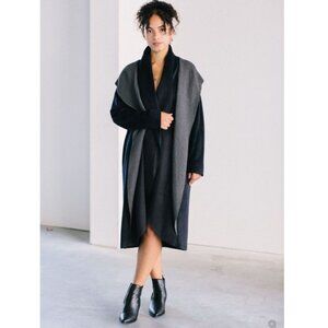 Sosken Brandy Navy Grey Duster Wool Coat size M